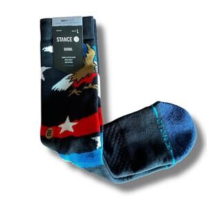 Stance Freedom Strike Casual Crew Socks Men's L Black USA Eagle Patriotic